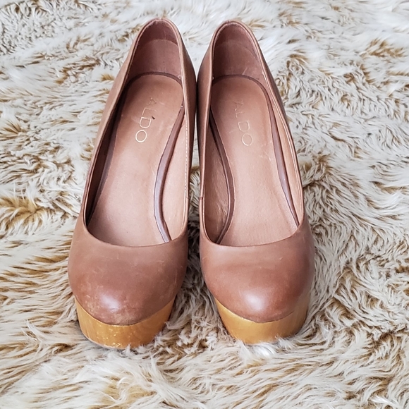 ALDO / Leather Wooden Platforms 7,5 - Picture 3 of 7